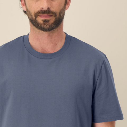 Tee-shirt en coton bio col rond gris bleu