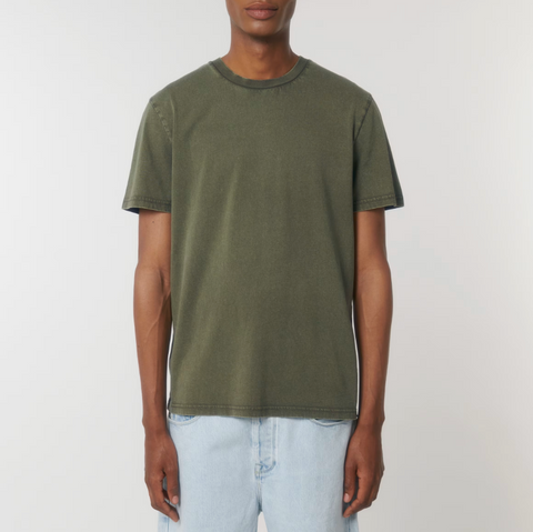 T-shirt manches courtes effet délavé kaki