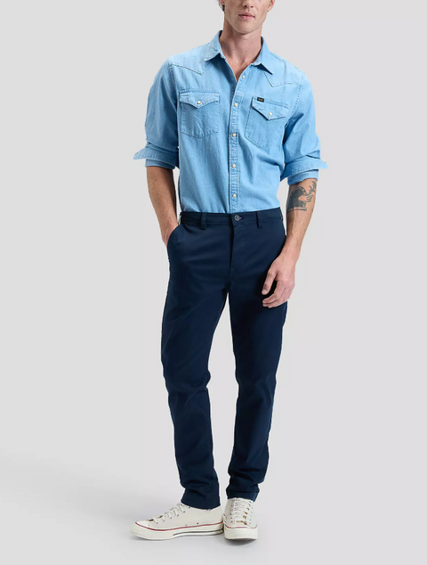 Chino Lee coupe regular rivet navy