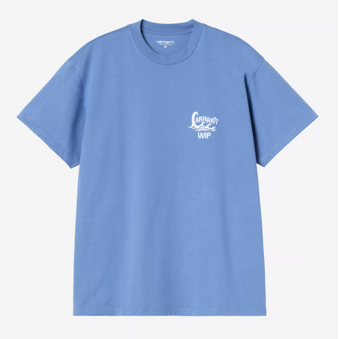 Tee shirt imprimé wave bleu curacao
