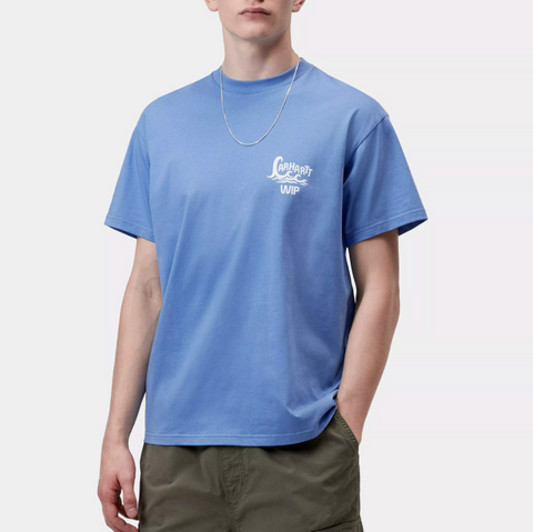 Tee shirt imprimé wave bleu curacao