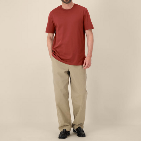 Tee-shirt en coton bio col rond terre brulée