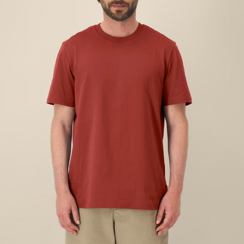 Tee-shirt en coton bio col rond terre brulée