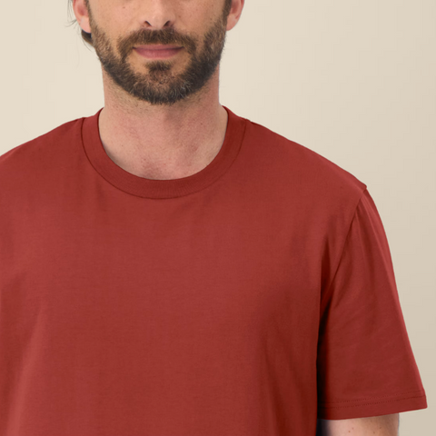 Tee-shirt en coton bio col rond terre brulée