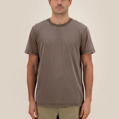T-shirt manches courtes effet délavé marron glaçé