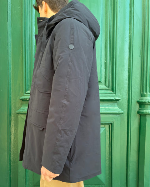 Parka longue mi-longue plein hiver bleu foncée