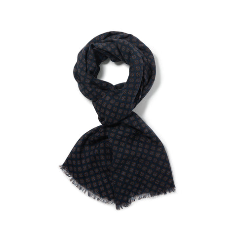 Écharpe en laine marine & marron