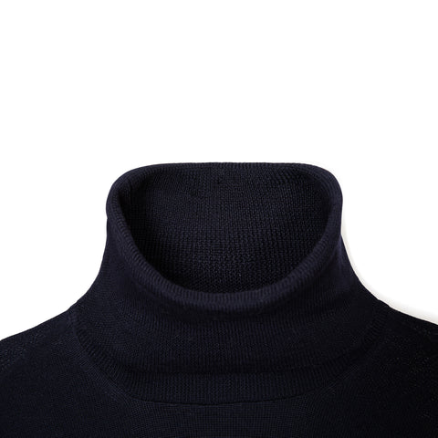 Pull col roulé en laine mérinos navy