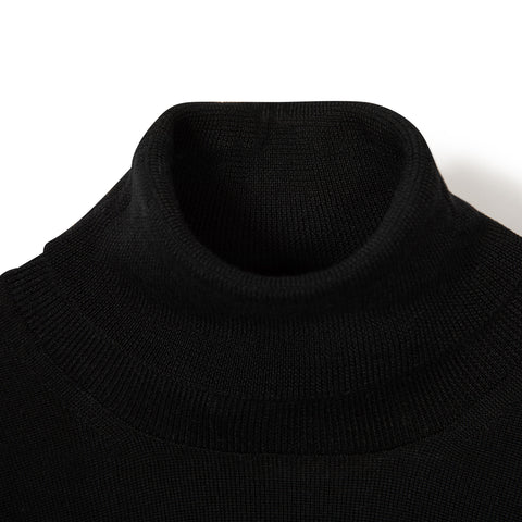 Pull col roulé en laine mérinos noir