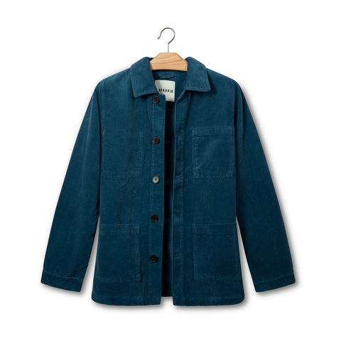Veste de peintre Lafaurie en velours bleu horizon