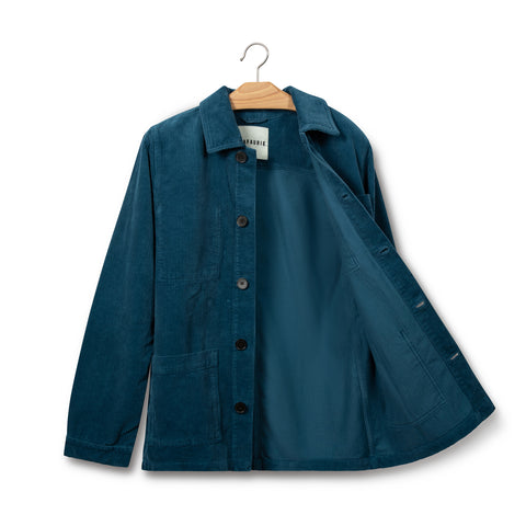 Veste de peintre Lafaurie en velours bleu horizon