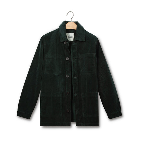Veste de peintre Lafaurie en velours vert cèdre