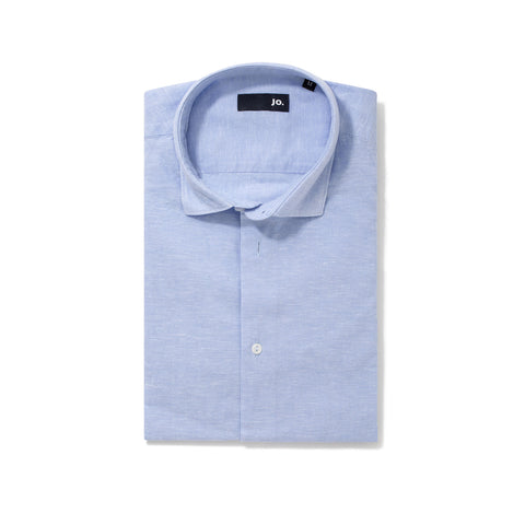 Chemise en lin & coton bleu ciel