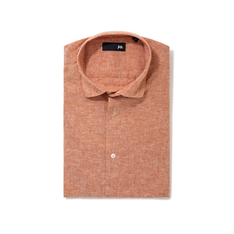Chemise en lin & coton brique