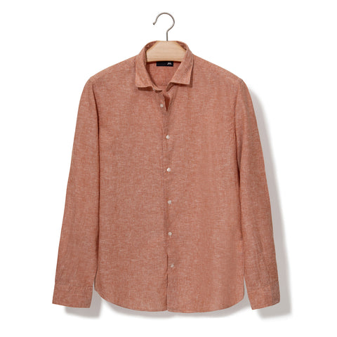Chemise en lin & coton brique