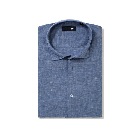 Chemise en lin gris bleu