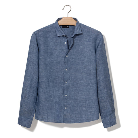 Chemise en lin gris bleu