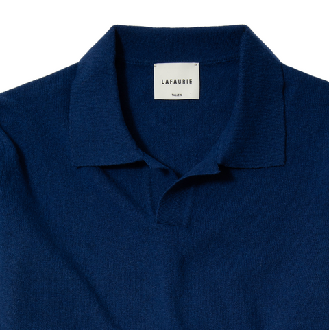 Pull Lafaurie en laine à col polo bleu klein