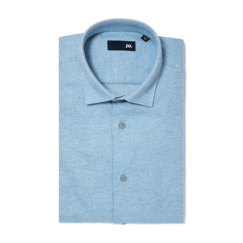 Chemise épaisse en flanelle de coton azur