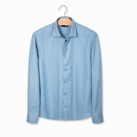 Chemise épaisse en flanelle de coton azur