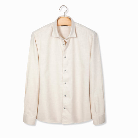 Chemise épaisse en flanelle de coton écru