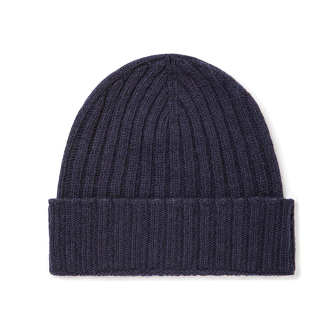 Bonnet à côtes en laine navy