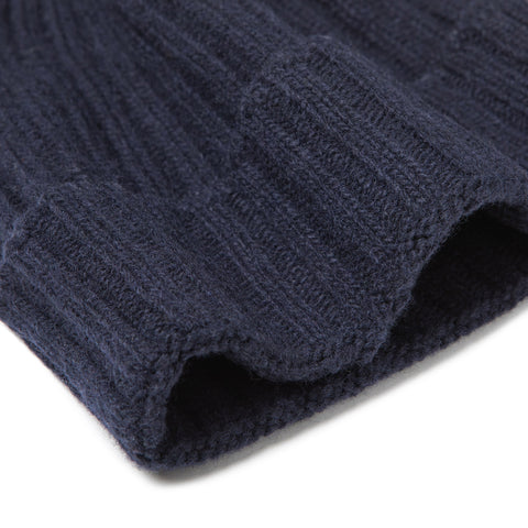 Bonnet à côtes en laine navy