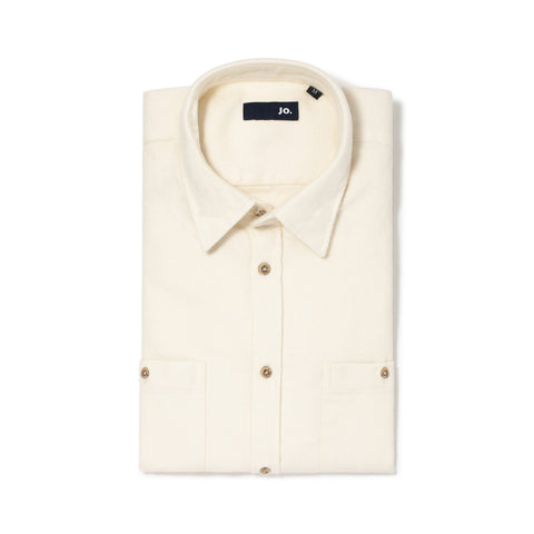 Sur-chemise en flanelle de coton écru