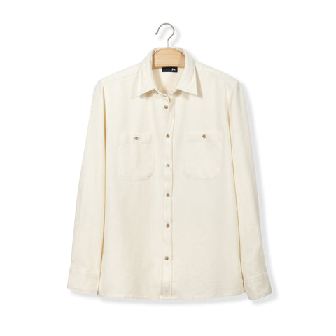 Sur-chemise en flanelle de coton écru