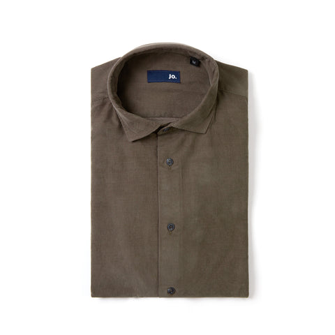 Chemise en velours babycord taupe