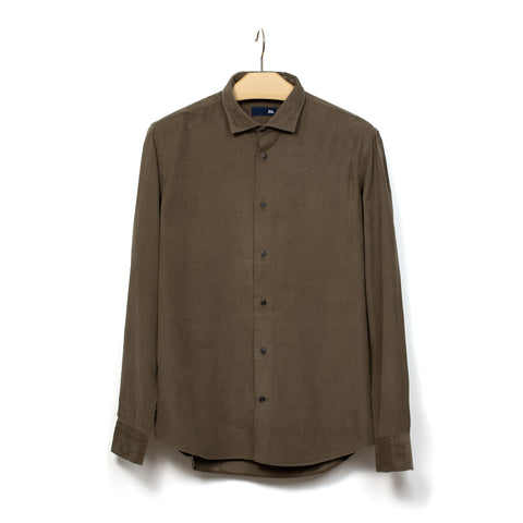 Chemise en velours babycord taupe