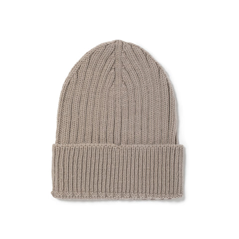 Bonnet à côtes en laine taupe