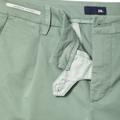Bermuda à pince en coton turquoise