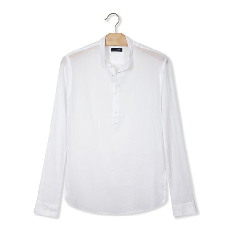 Chemise- vareuse en crepon de coton ultra léger blanc