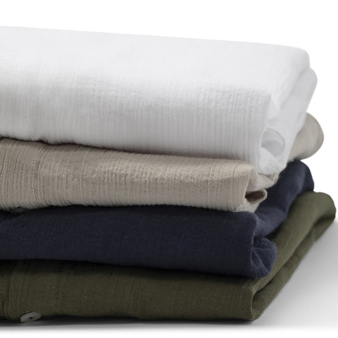 Chemise- vareuse en crepon de coton ultra léger bleu nuit