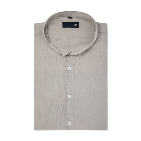 Chemise vareuse en crépon de coton ultra léger beige plâtre