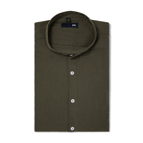 Chemise vareuse en crépon de coton ultra léger vert pin