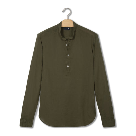 Chemise vareuse en crépon de coton ultra léger vert pin