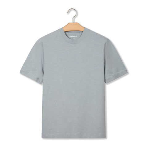 Tee shirt en coton flamé bleu horizon
