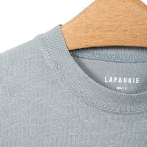 Tee shirt en coton flamé bleu horizon