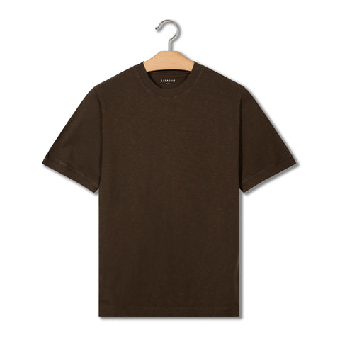 Tee shirt en coton flamé brun