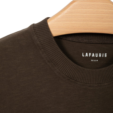 Tee shirt en coton flamé brun