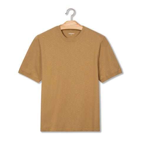 Tee shirt en coton flamé ocre