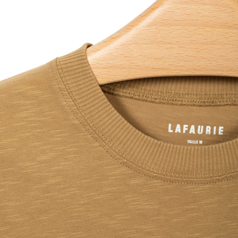 Tee shirt en coton flamé ocre
