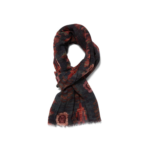 Écharpe en laine à motifs marine / cardinal