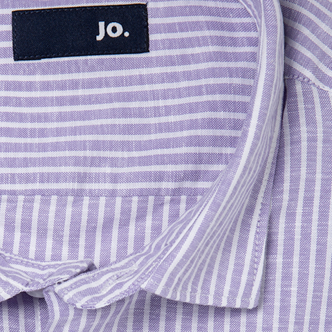 Chemise en lin & coton lavé parme