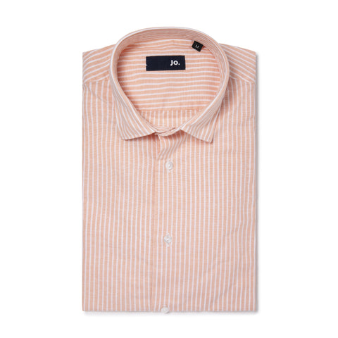 Chemise en lin & coton lavé abricot