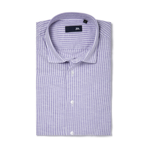 Chemise en lin & coton lavé parme