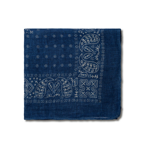 Bandana en lin bleu azur
