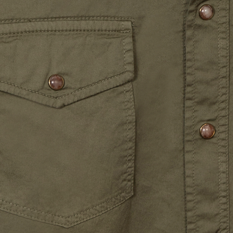 Sur-chemise western en coton élasthane vert kaki